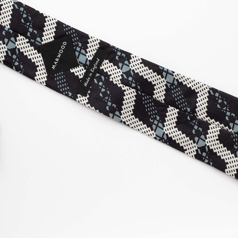 PRE ORDER: Aqua Black Grid Stripe Silk Tie