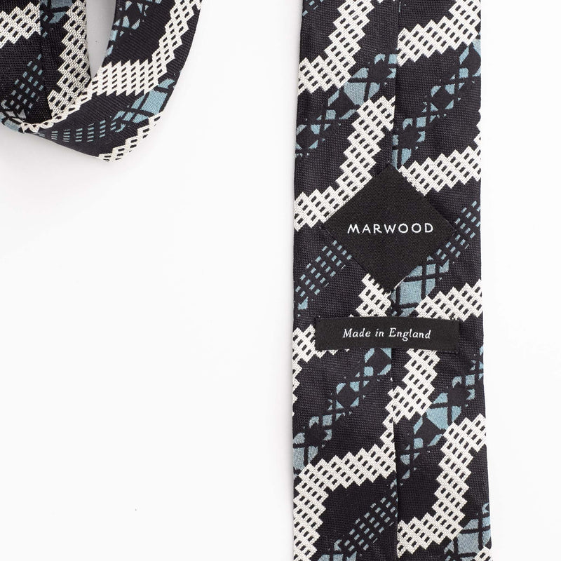 PRE ORDER: Aqua Black Grid Stripe Silk Tie