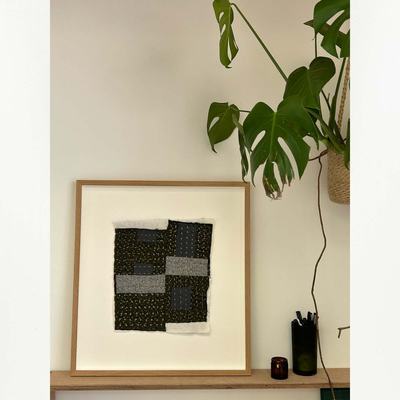 Framed textile artwork VII by B.French (58cm x 53cm)