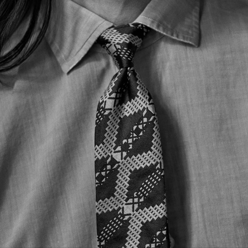 PRE ORDER: Aqua Black Grid Stripe Silk Tie