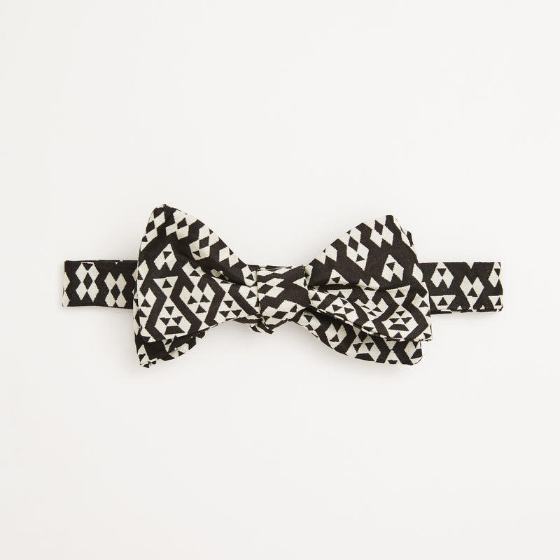 Black Harlequin Silk Self-Tie Bow Tie