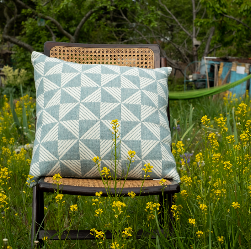 Aqua / Ecru Porto Cushion Cover - A.L.Smith