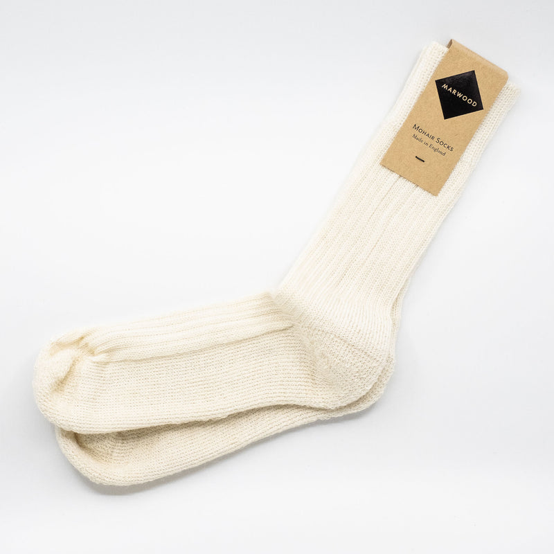 Cream Heavy Knit Mohair Socks