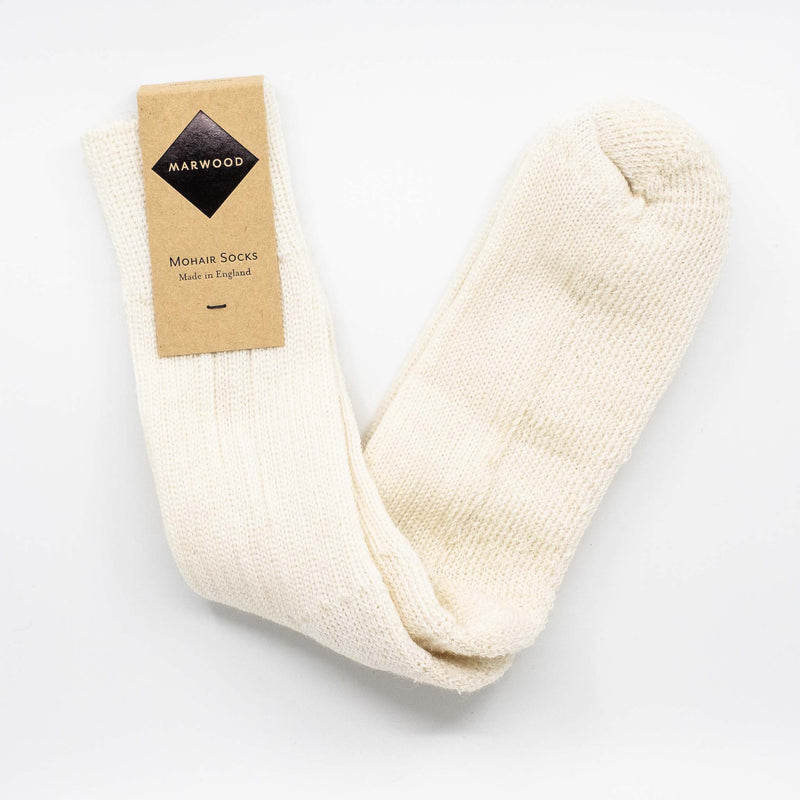 Cream Heavy Knit Mohair Socks