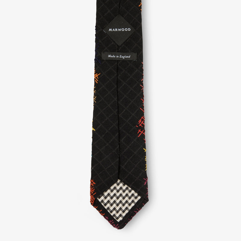 Black Multi Crosshatch Embroidered Tie