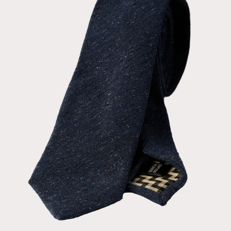 Deep Blue Slub Silk Woven Tie