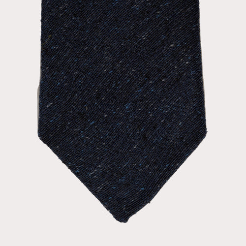 Deep Blue Slub Silk Woven Tie