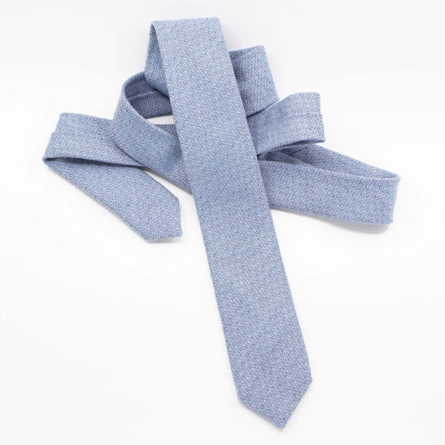 Soft Blue Herringbone Woven Tie