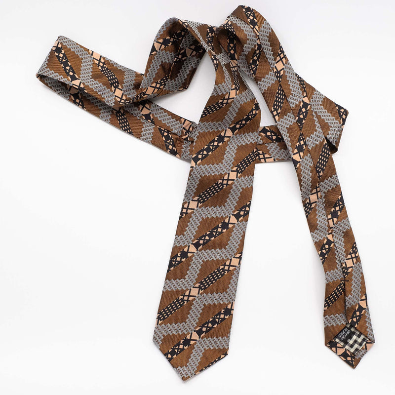 Brass Grid Stripe Silk Tie
