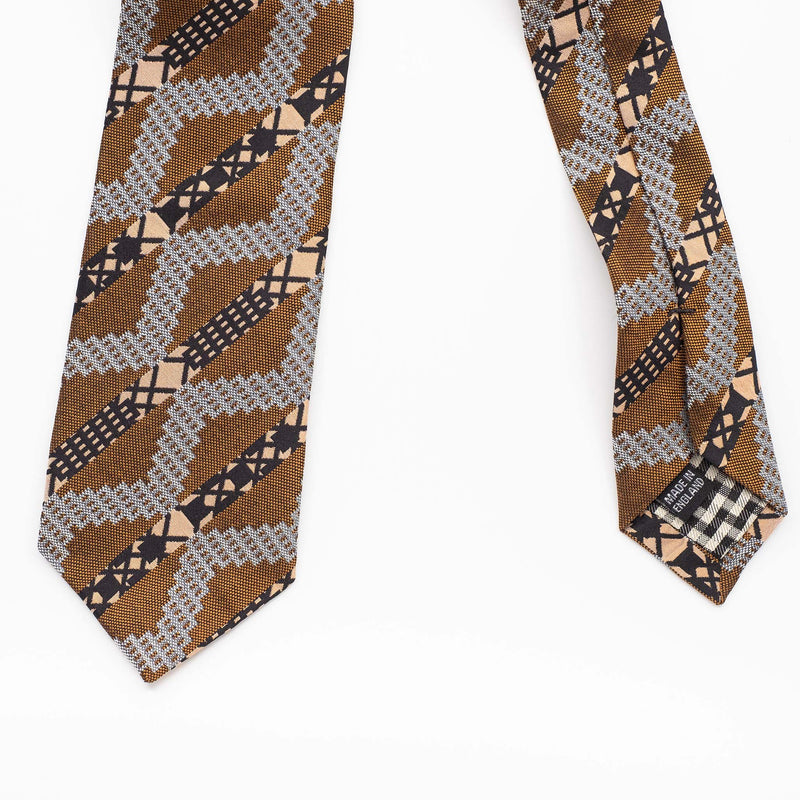 Brass Grid Stripe Silk Tie