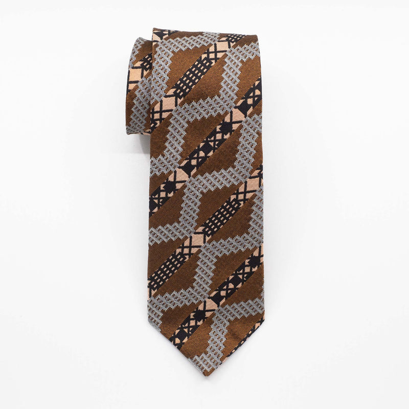 Brass Grid Stripe Silk Tie