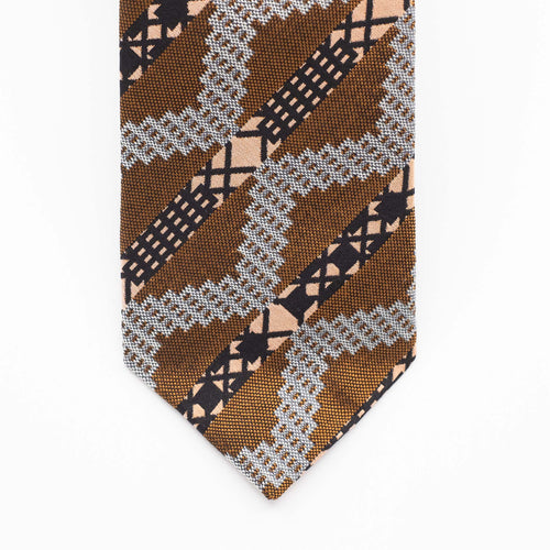 Brass Grid Stripe Silk Tie