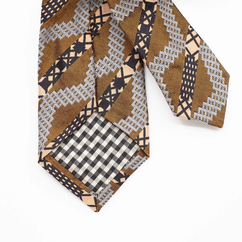 Brass Grid Stripe Silk Tie