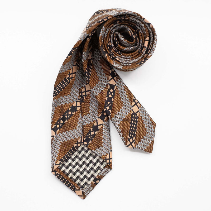 Brass Grid Stripe Silk Tie