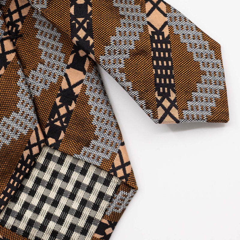 Brass Grid Stripe Silk Tie