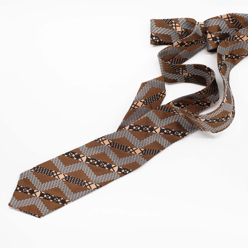 Brass Grid Stripe Silk Tie