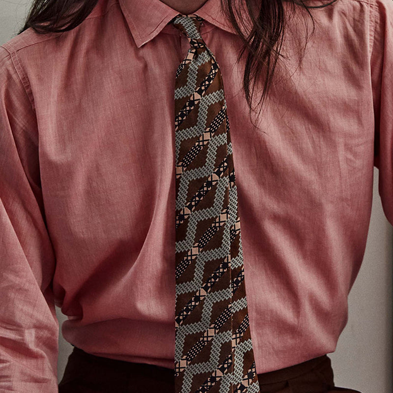 Brass Grid Stripe Silk Tie