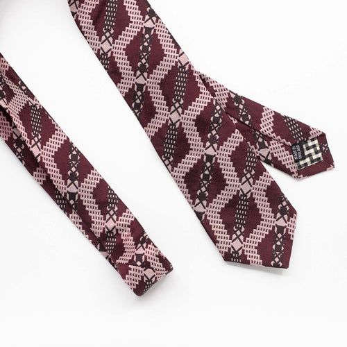 Burgundy Grid Stripe Silk Tie
