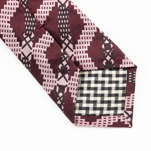 Burgundy Grid Stripe Silk Tie