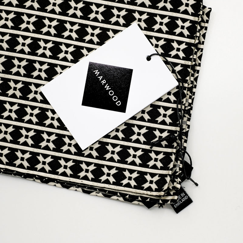 Monochrome Star Silk Jacquard Pocket Square