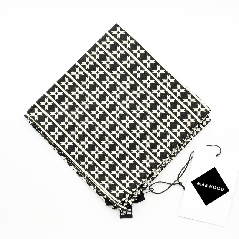 Monochrome Star Silk Jacquard Pocket Square