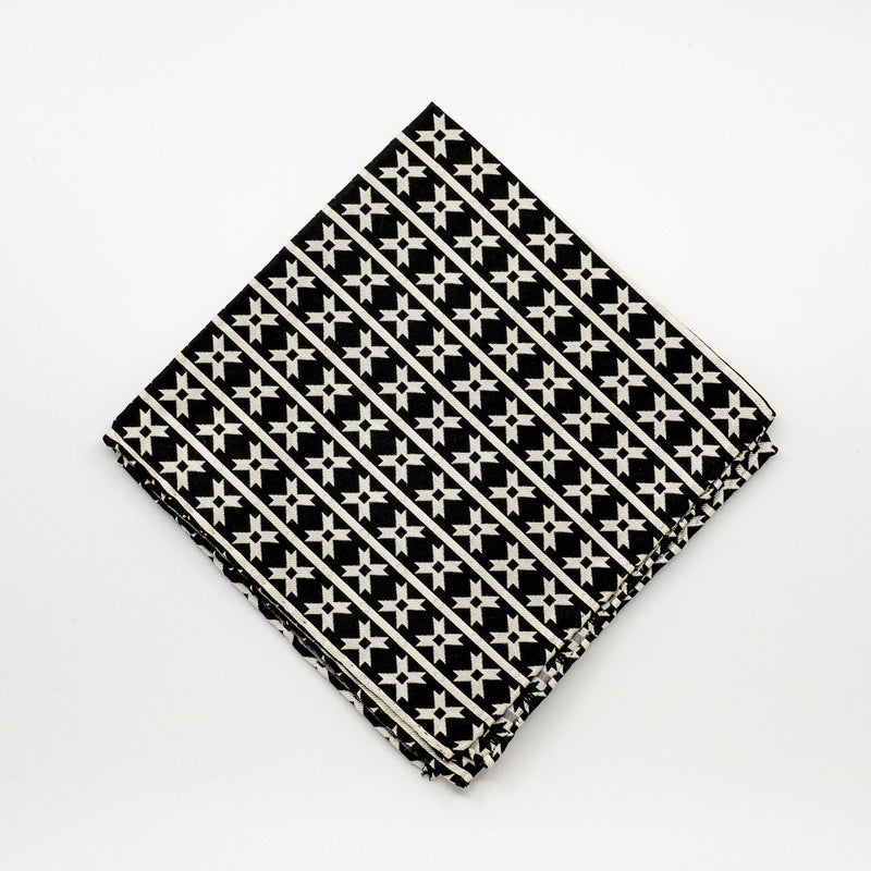 Monochrome Star Silk Jacquard Pocket Square