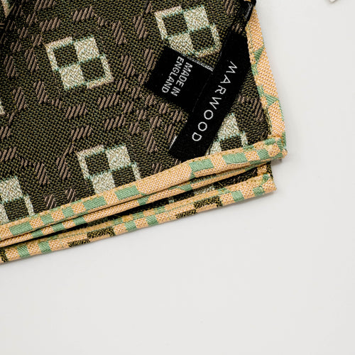 Peach Geo Silk Jacquard Pocket Square