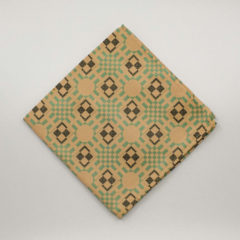 Peach Geo Silk Jacquard Pocket Square