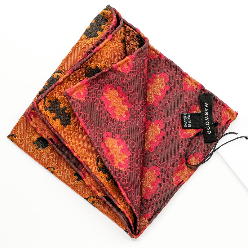 Copper Motif Silk Jacquard Pocket Square