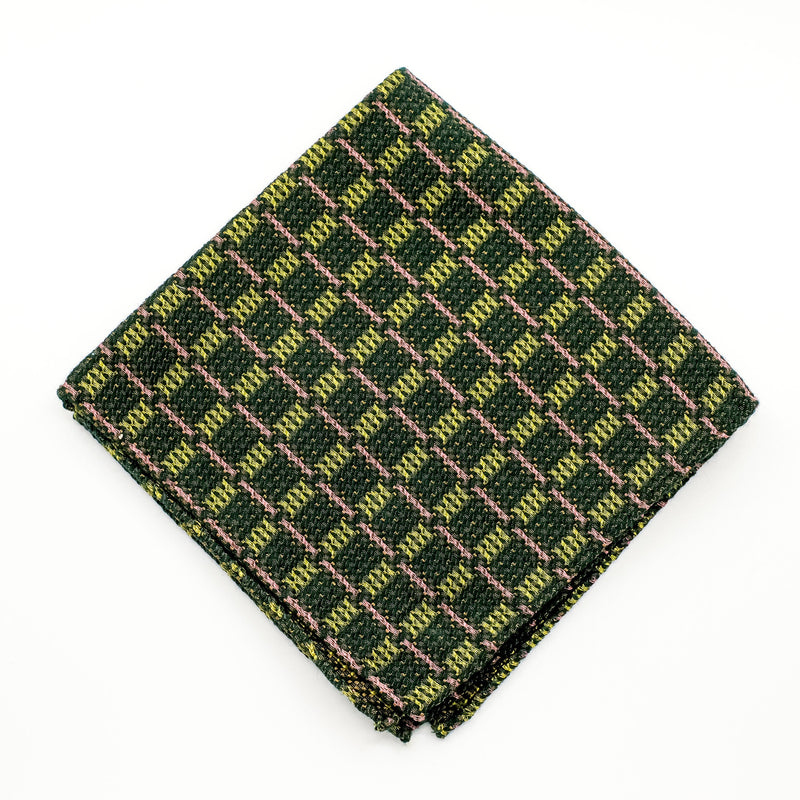 Green Check Jacquard Pocket Square