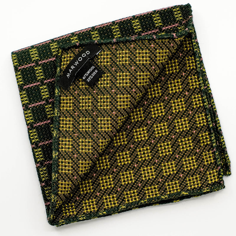 Green Check Jacquard Pocket Square