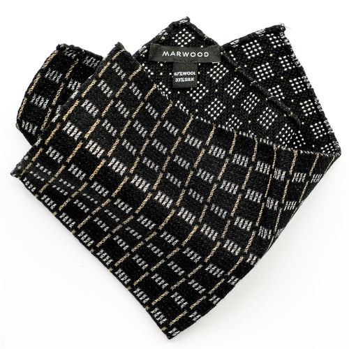 Black Check Jacquard Pocket Square