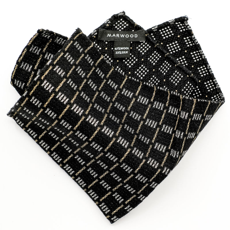 Black Check Jacquard Pocket Square