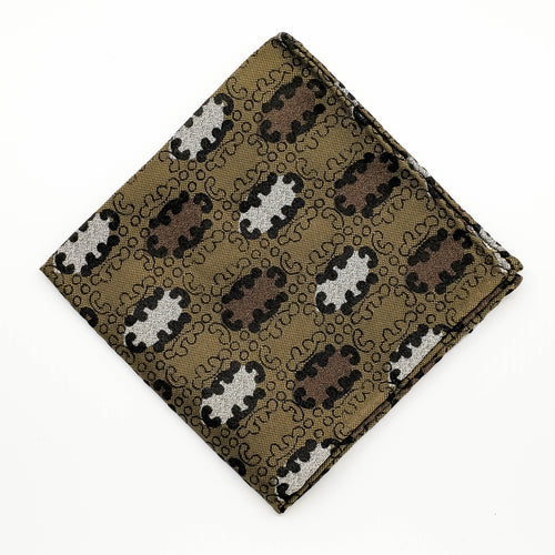 Olive Spot Silk Jacquard Pocket Square