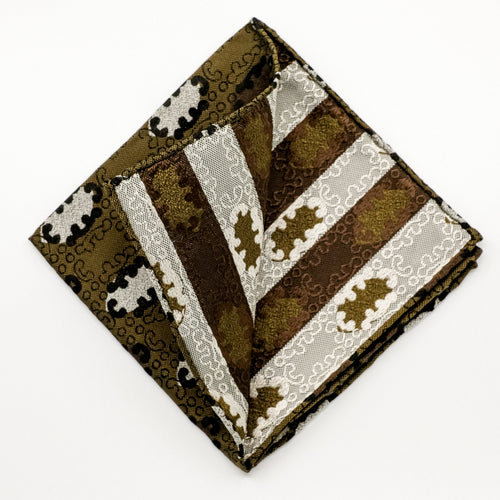 Olive Spot Silk Jacquard Pocket Square