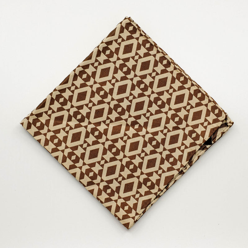 Copper Cream Silk Jacquard Pocket Square