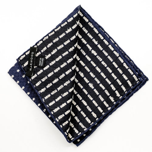 Navy / White Spot Silk Pocket Square