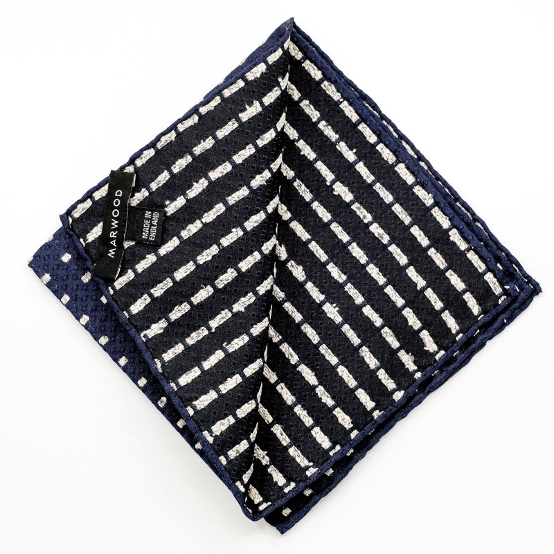 Navy / White Spot Silk Pocket Square