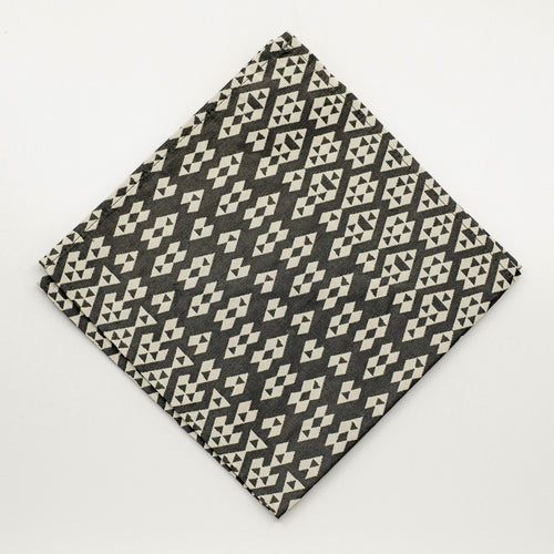 Grey Harlequin Silk Pocket Square