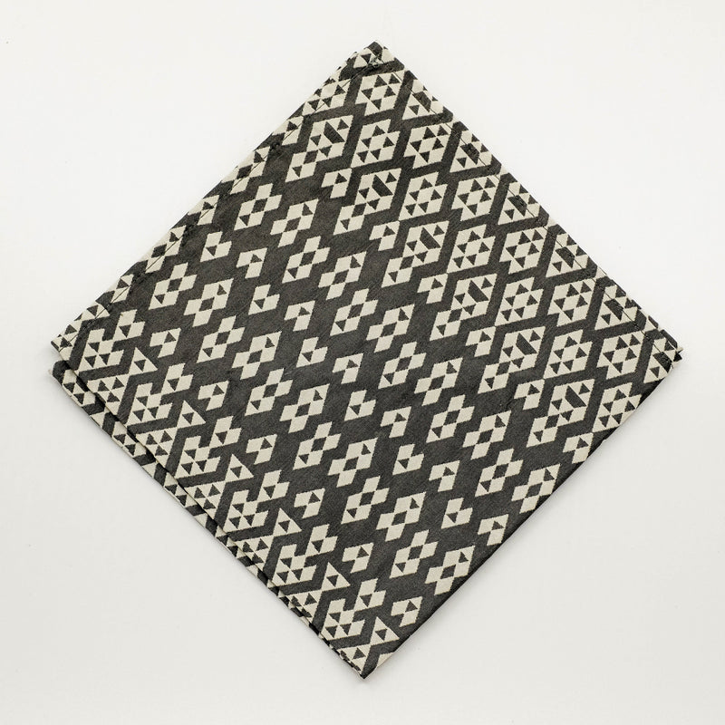 Grey Harlequin Silk Pocket Square