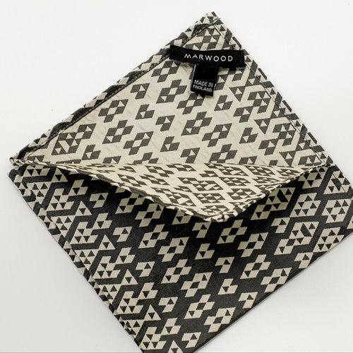 Grey Harlequin Silk Pocket Square
