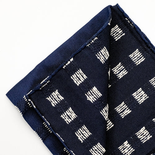 Navy / White Dash Square Pocket Square