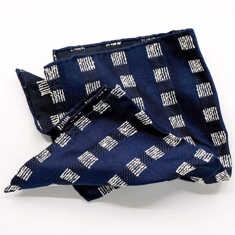 Navy / White Dash Square Pocket Square