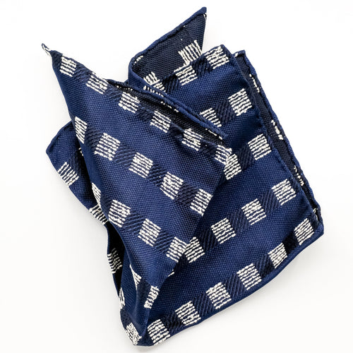 Navy / White Dash Square Pocket Square