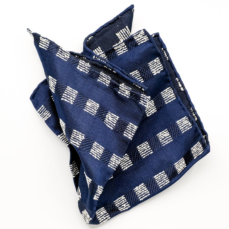 Navy / White Dash Square Pocket Square