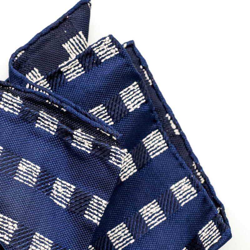 Navy / White Dash Square Pocket Square