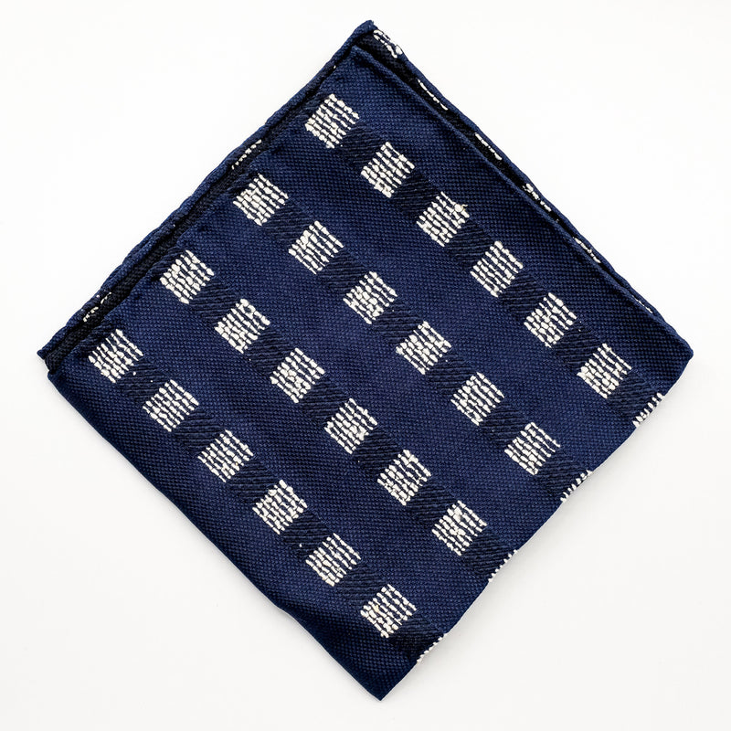 Navy / White Dash Square Pocket Square