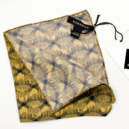 Mustard Printed Silk Rhythm Pocket Square