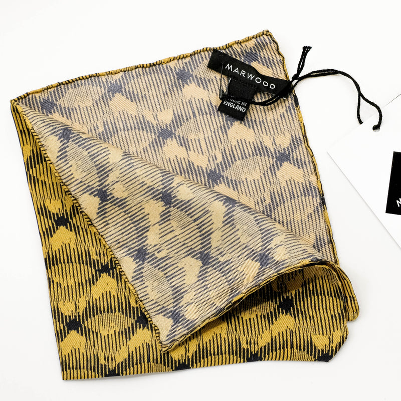 Mustard Printed Silk Rhythm Pocket Square