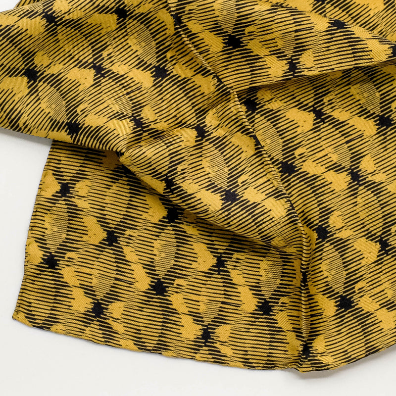 Mustard Printed Silk Rhythm Pocket Square